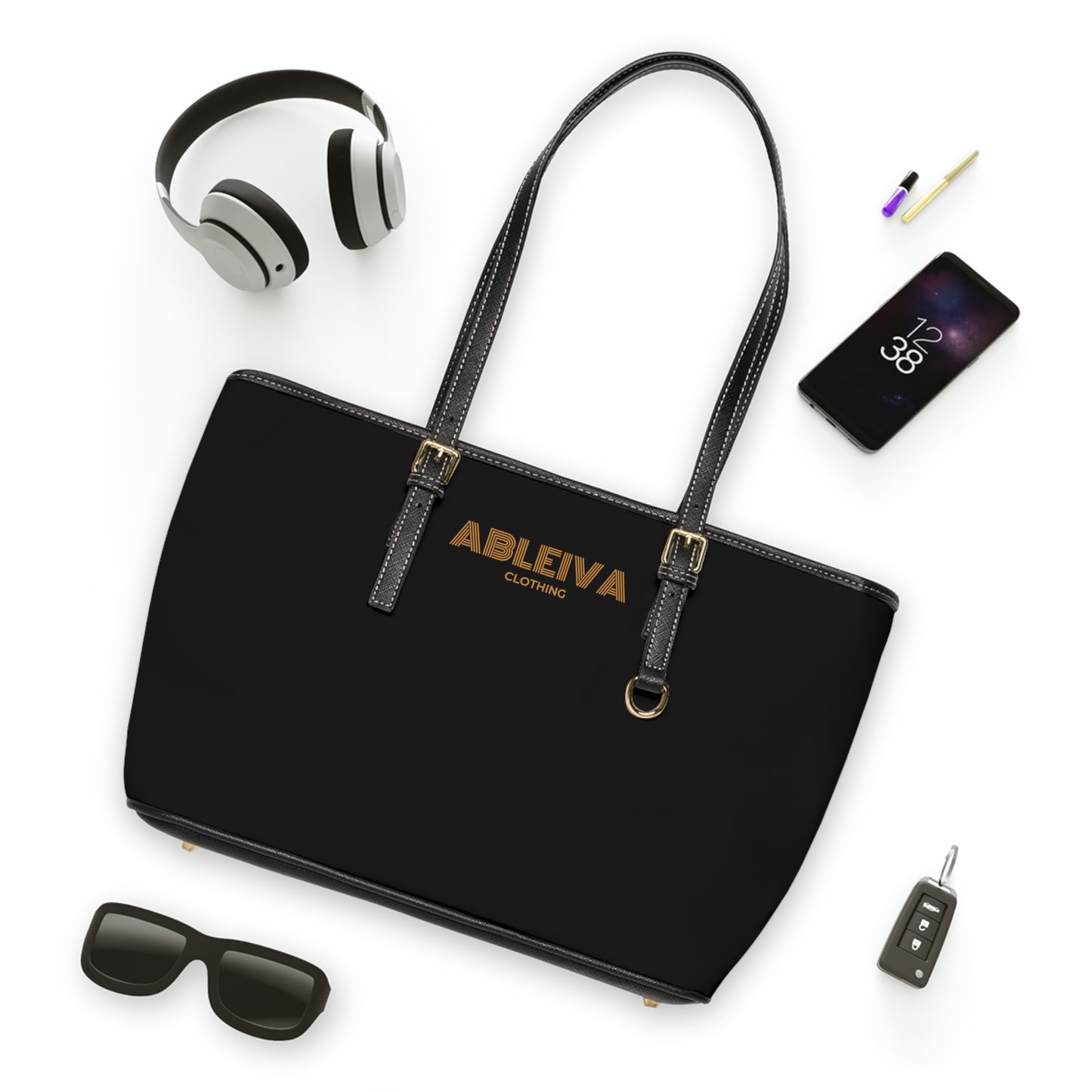 ABLEIVA ~ Leather Shoulder Bag (Black)